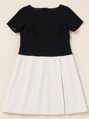 White House Black Market Black Ivory Colorblock A-Line Dress Size 12